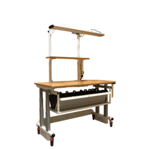 Poste de travail avec tiroir à sortie totale